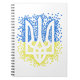 Ukrainian emblem trident tryzub scattering hearts notebook