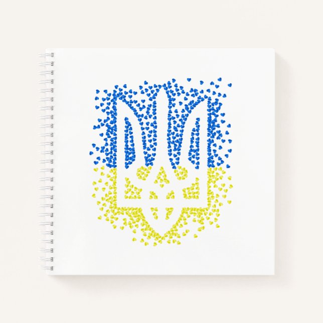 Ukrainian emblem trident tryzub scattering hearts notebook (Front)