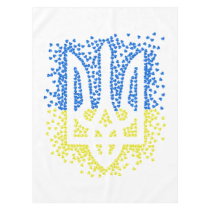 Ukrainian emblem trident tryzub scattering hearts tablecloth