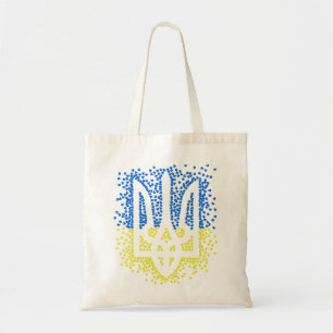 Ukrainian emblem trident tryzub scattering hearts tote bag