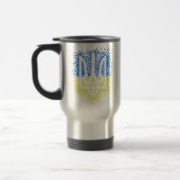 Ukrainian emblem trident tryzub scattering hearts