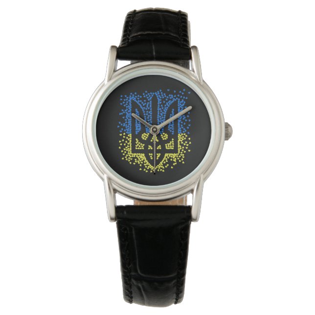 Ukrainian emblem trident tryzub scattering hearts watch (Front)