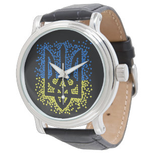 Ukrainian emblem trident tryzub scattering hearts watch