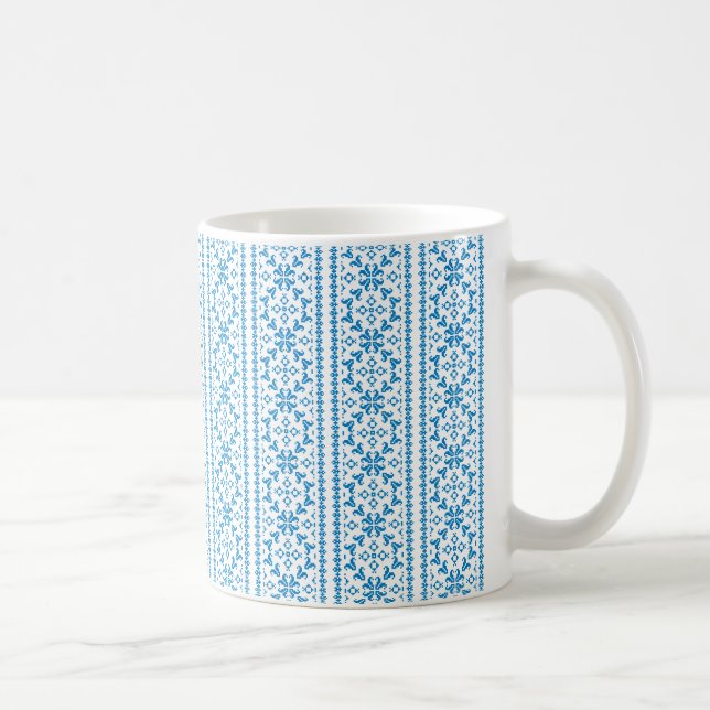 Ukrainian Embroidery Blue Vyshyvanka Coffee Mug (Right)
