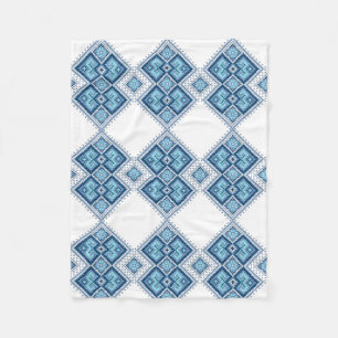 Ukrainian embroidery blue vyshyvanka fleece blanket