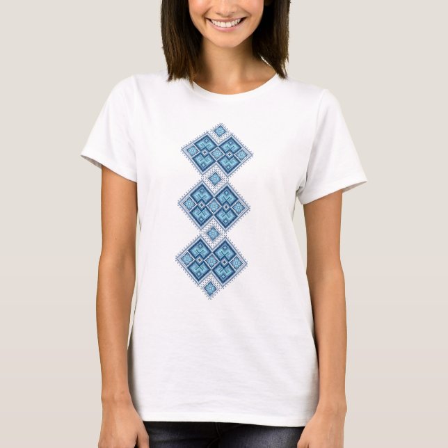 Ukrainian embroidery blue vyshyvanka T-Shirt (Front)