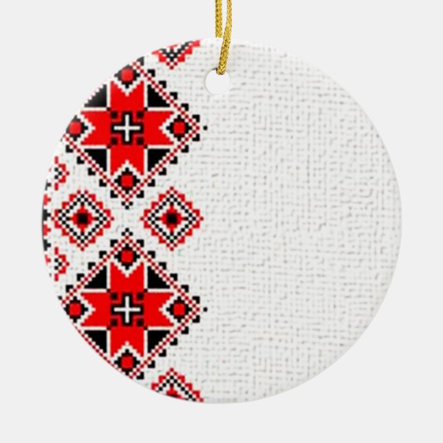 Ukrainian embroidery ceramic ornament (Front)