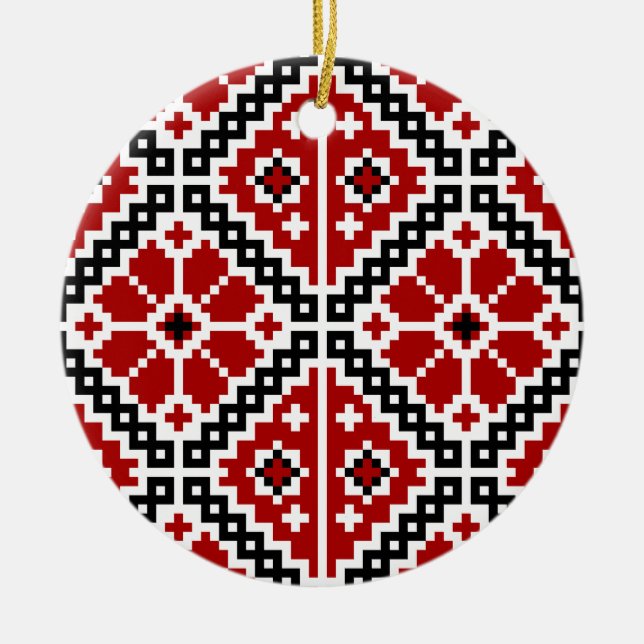 Ukrainian embroidery ceramic ornament (Front)