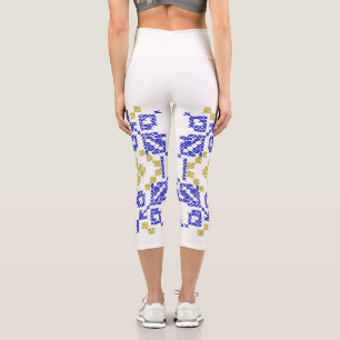  Ukrainian embroidery in the colours of the Ukrain Capri Leggings