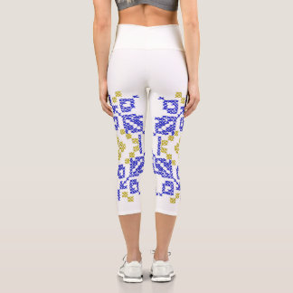 Ukrainian embroidery in the colours of the Ukrain Capri Leggings