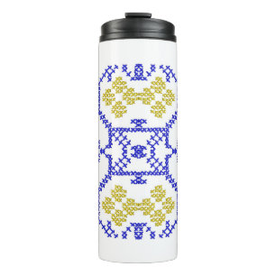 Ukrainian embroidery in the colours of the Ukrain Thermal Tumbler