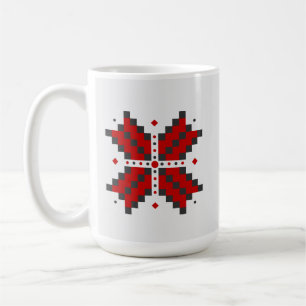 Ukrainian embroidery, red and black coffee mug