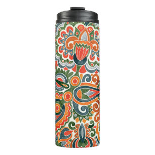 Ukrainian Ethnic Flower, Hand-Drawn Marker. Thermal Tumbler