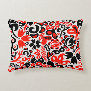 Ukrainian ethnic folk art floral pattern absrtact  accent pillow