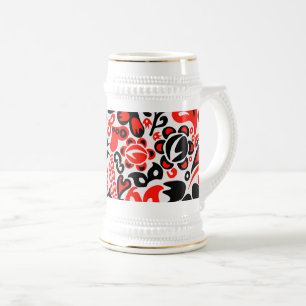 Ukrainian ethnic folk art floral pattern absrtact beer stein
