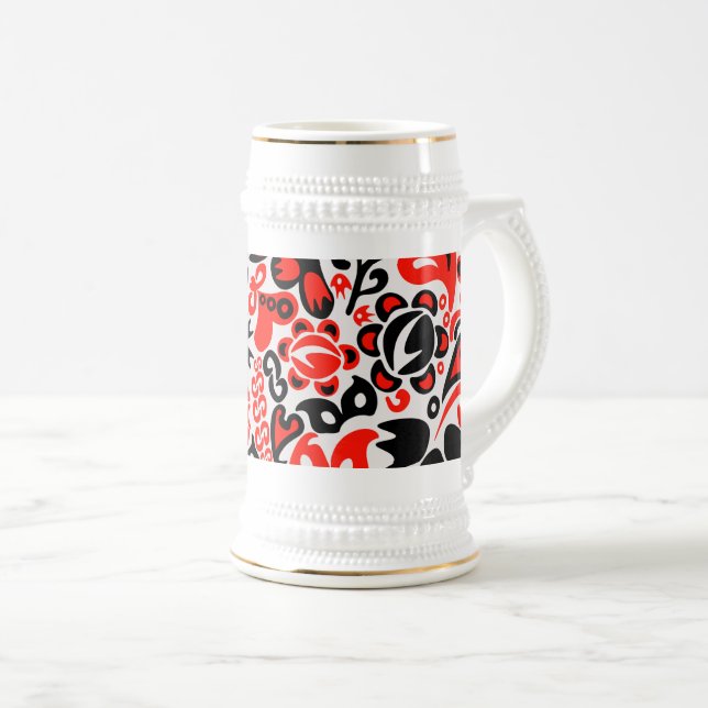 Ukrainian ethnic folk art floral pattern absrtact  beer stein (Front Right)
