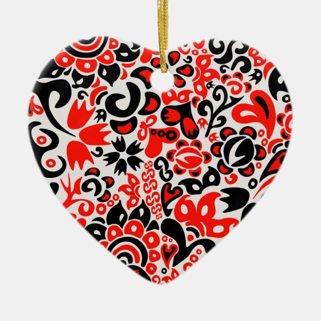 Ukrainian ethnic folk art floral pattern absrtact  ceramic ornament (Front)