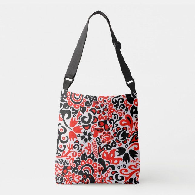 Ukrainian ethnic folk art floral pattern absrtact  crossbody bag (Front)