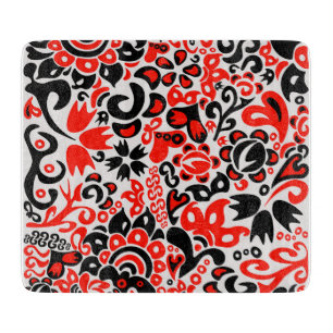 Ukrainian ethnic folk art floral pattern absrtact cutting board