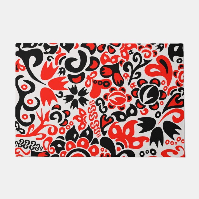 Ukrainian ethnic folk art floral pattern absrtact  doormat (Front)