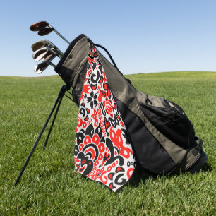 Ukrainian ethnic folk art floral pattern absrtact  golf towel