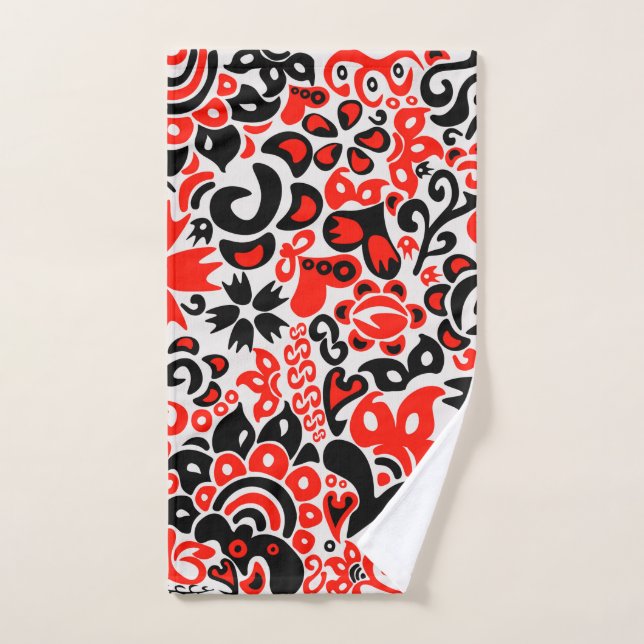 Ukrainian ethnic folk art floral pattern absrtact  hand towel (Hand Towel)