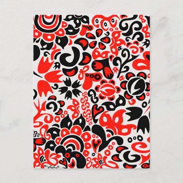 Ukrainian ethnic folk art floral pattern absrtact  holiday postcard (Front)