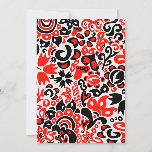 Ukrainian ethnic folk art floral pattern absrtact invitation (Front)