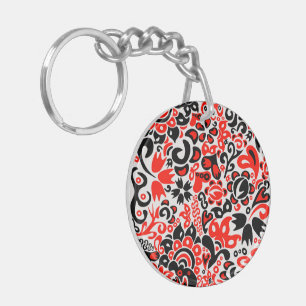 Ukrainian ethnic folk art floral pattern absrtact keychain