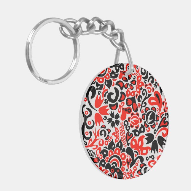 Ukrainian ethnic folk art floral pattern absrtact  keychain (Front Left)