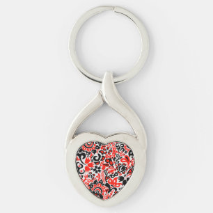 Ukrainian ethnic folk art floral pattern absrtact  keychain