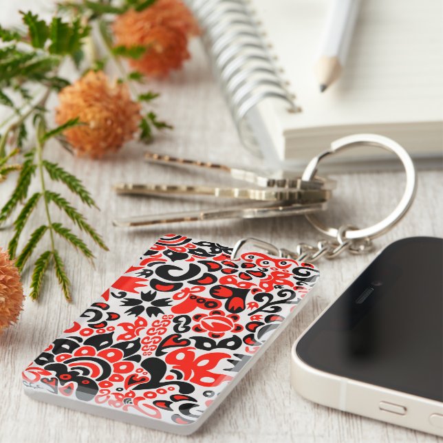 Ukrainian ethnic folk art floral pattern absrtact  keychain (Front Right)