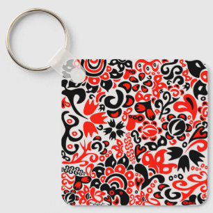 Ukrainian ethnic folk art floral pattern absrtact  keychain