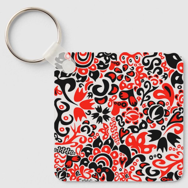 Ukrainian ethnic folk art floral pattern absrtact  keychain (Front)