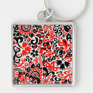 Ukrainian ethnic folk art floral pattern absrtact keychain