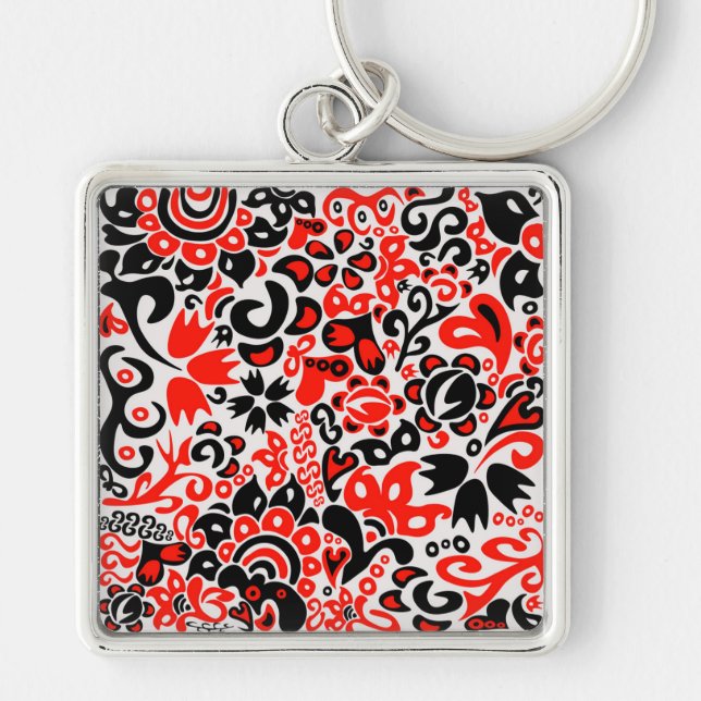Ukrainian ethnic folk art floral pattern absrtact  keychain (Front)
