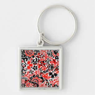 Ukrainian ethnic folk art floral pattern absrtact  keychain
