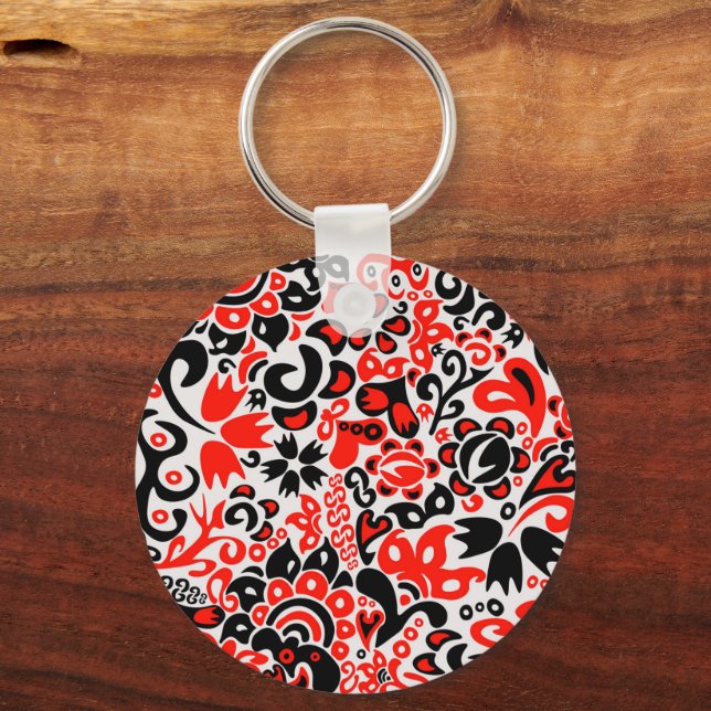 Ukrainian ethnic folk art floral pattern absrtact  keychain (Front)