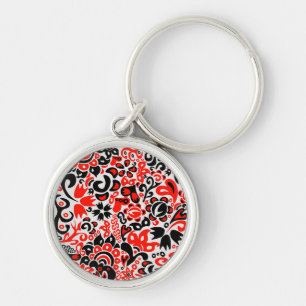 Ukrainian ethnic folk art floral pattern absrtact keychain