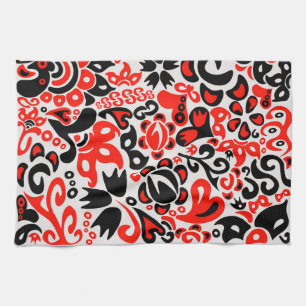 Ukrainian ethnic folk art floral pattern absrtact  kitchen towel