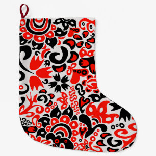 Ukrainian ethnic folk art floral pattern absrtact  large christmas stocking