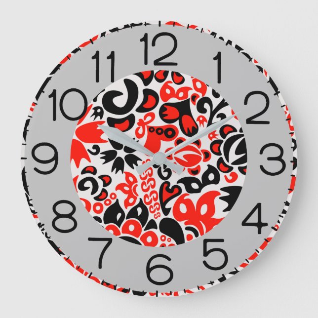 Ukrainian ethnic folk art floral pattern absrtact  large clock (Front)
