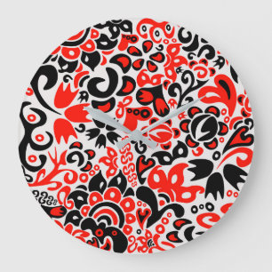 Ukrainian ethnic folk art floral pattern absrtact large clock