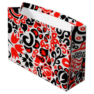 Ukrainian ethnic folk art floral pattern absrtact large gift bag