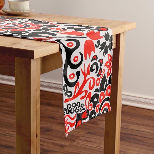 Ukrainian ethnic folk art floral pattern absrtact  long table runner (In Situ)