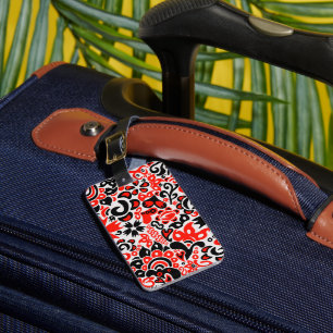 Ukrainian ethnic folk art floral pattern absrtact  luggage tag