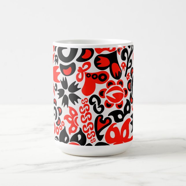 Ukrainian ethnic folk art floral pattern absrtact  magic mug (Center)