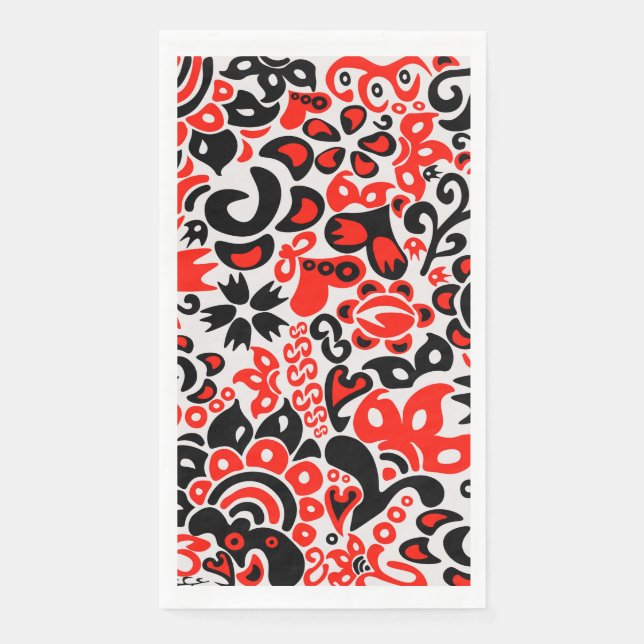 Ukrainian ethnic folk art floral pattern absrtact  napkin (Front)
