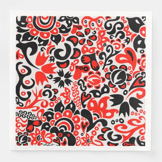 Ukrainian ethnic folk art floral pattern absrtact  napkin (Front)