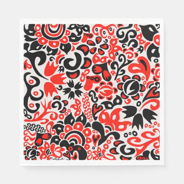 Ukrainian ethnic folk art floral pattern absrtact  napkin (Front)